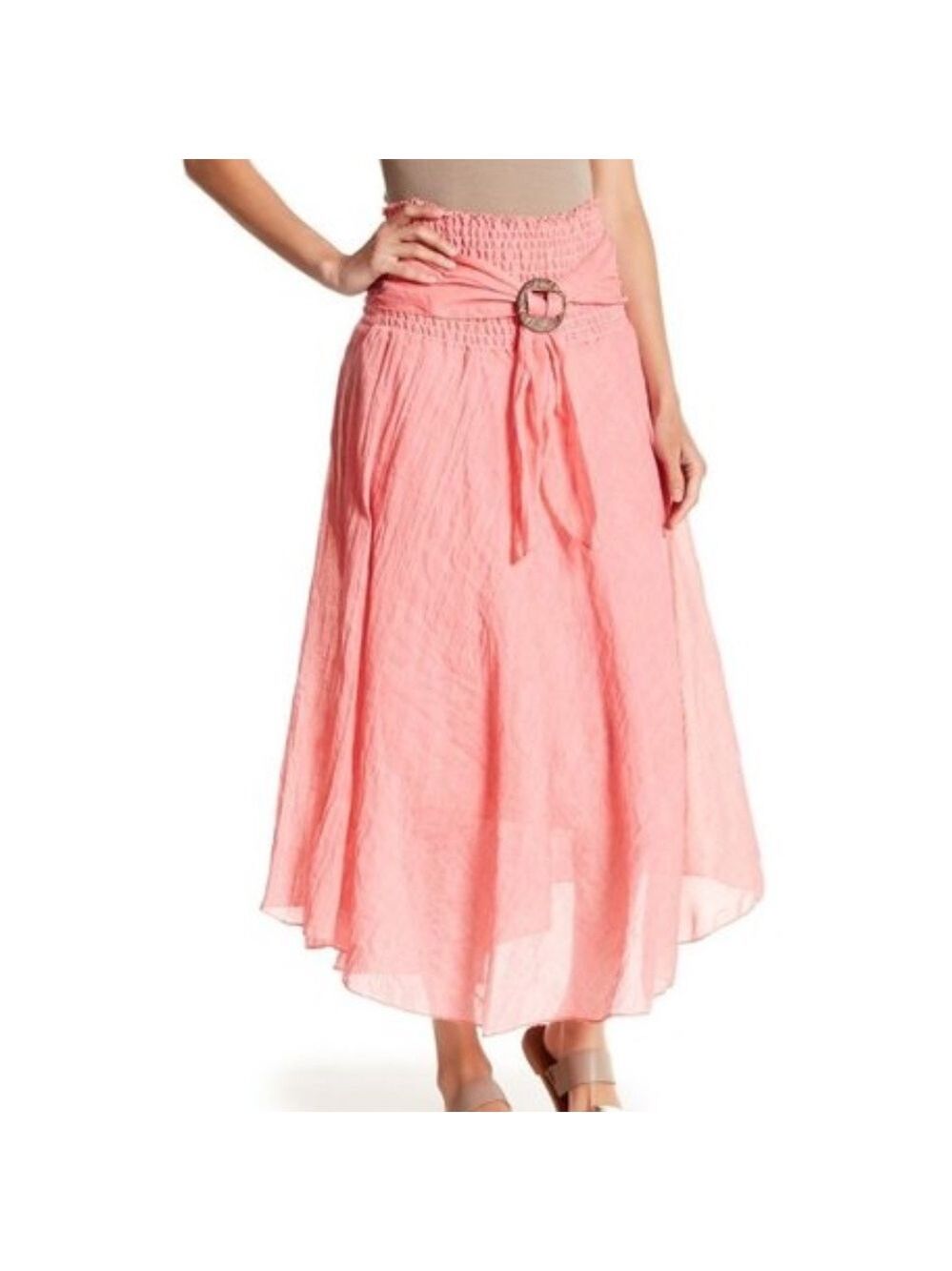 Lola Made In Italy Smocked Waist Belt Maxi Skirt